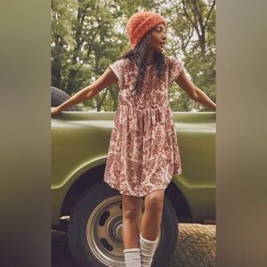 NWOT Free People All The Time Dress XS Mini In Petal Combo Pink Velvet